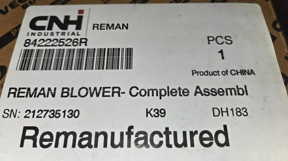 84222526R Genuine CNH Reman Blower Complete Assembly - Truck To Trailer