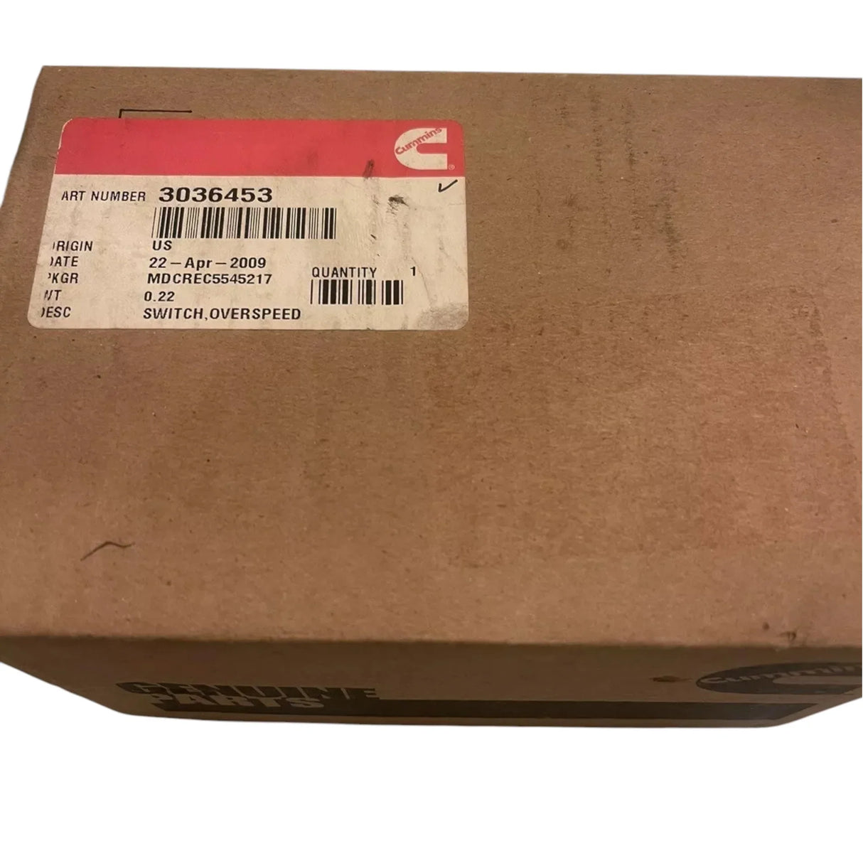 3036453 Genuine Cummins Overspeed Switch - Truck To Trailer