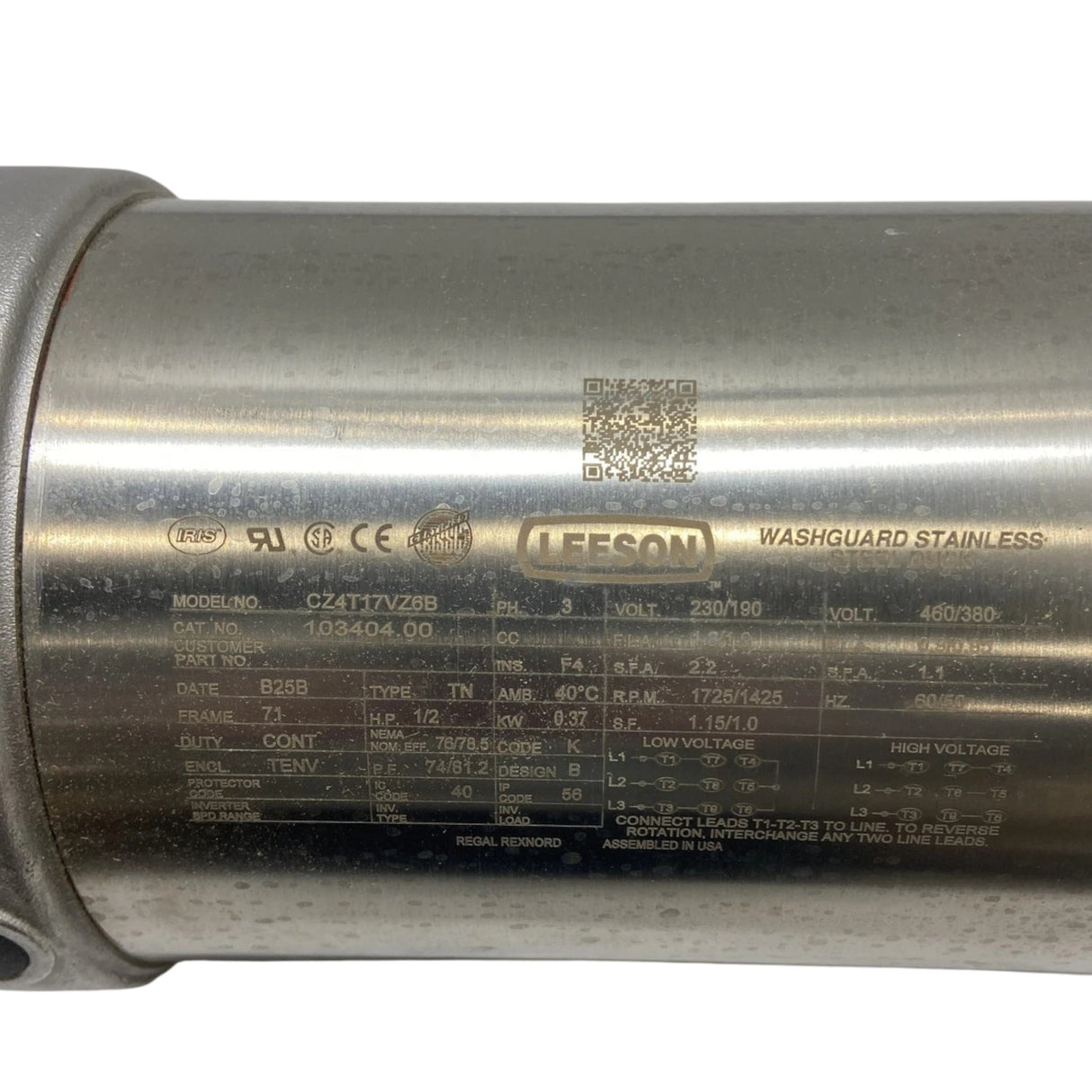 103404.00 Genuine Leeson Washdown Duty Motor