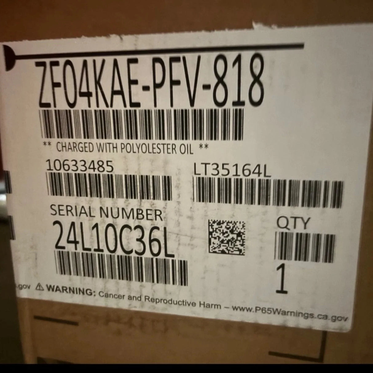 ZF04KAE-PFV-818 Copeland Scroll Compressor - Truck To Trailer