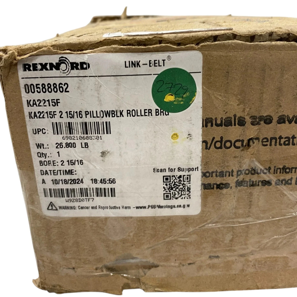 KA2215F Genuine Rexnord Roller Bearing - Truck To Trailer