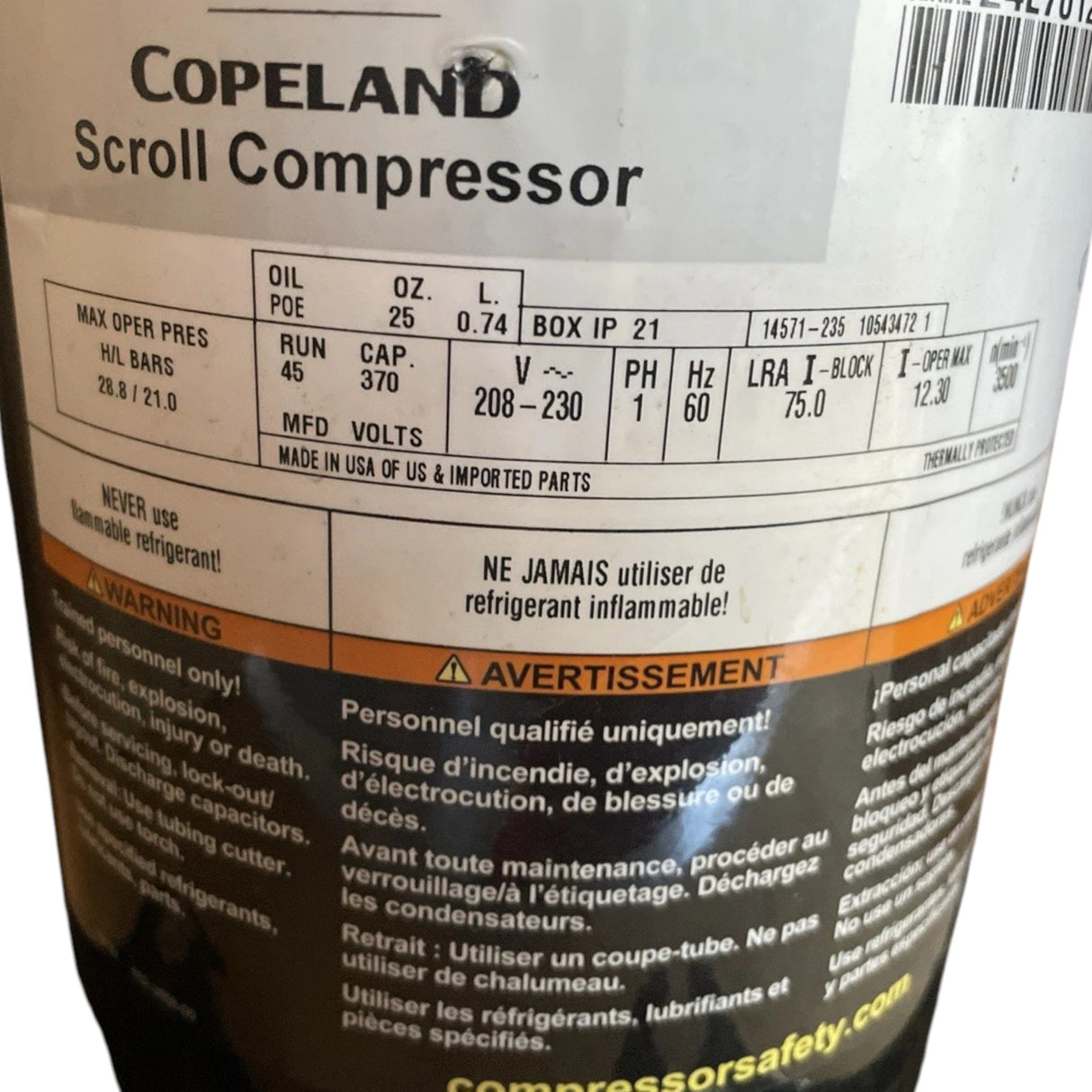 ZR57K3E-TFD-830 Genuine Copeland Scroll Compresor