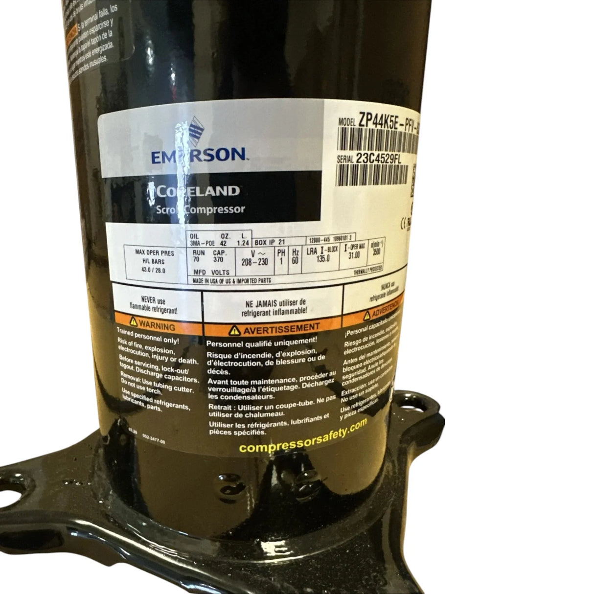 ZP44K5E-PFV-830 Copeland Scroll Compressor - Truck To Trailer