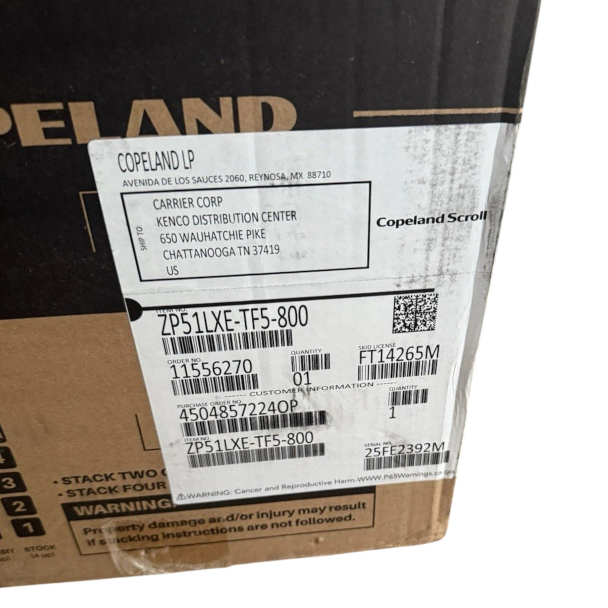 ZP51LXE-TF5-800 Genuine Copeland Scroll Compressor