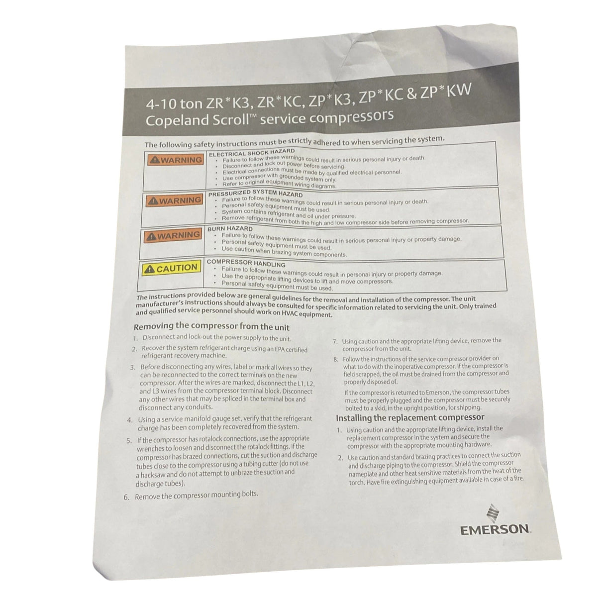 ZR57K3EPFV930 Genuine Copeland Scroll Compressor