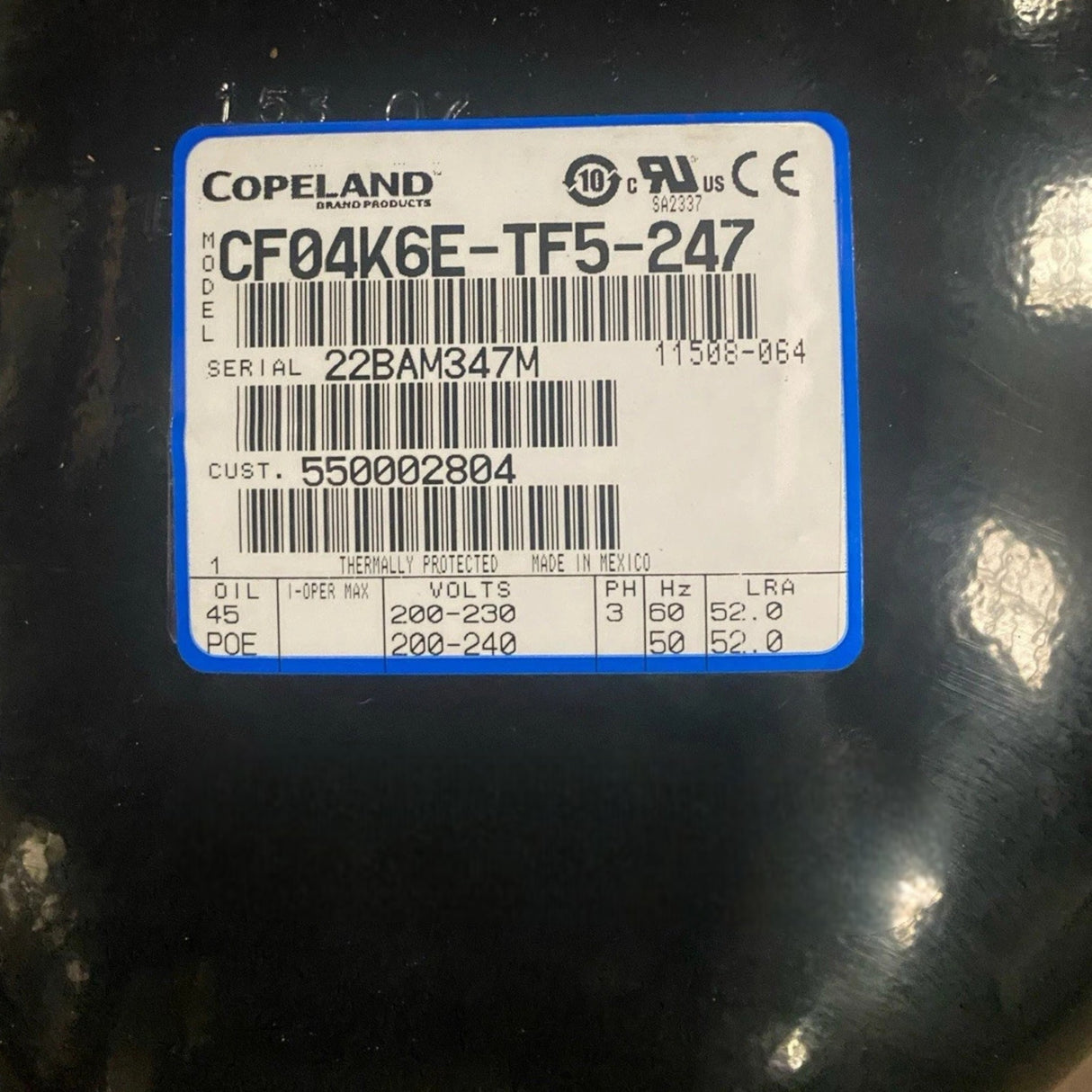 CF04K6ETF5247 Genuine Copeland Scroll Compressor