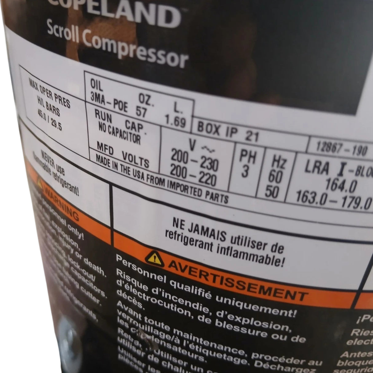 ZPT166KCE-TF5-250 Genuine Copeland Scroll Compressor