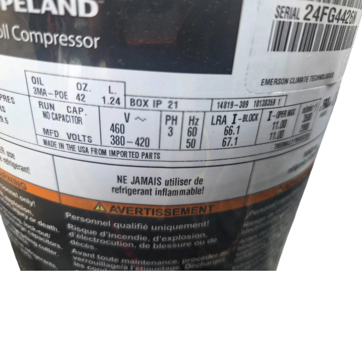 ZP61K5ETFD830 Copeland Scroll Compressor