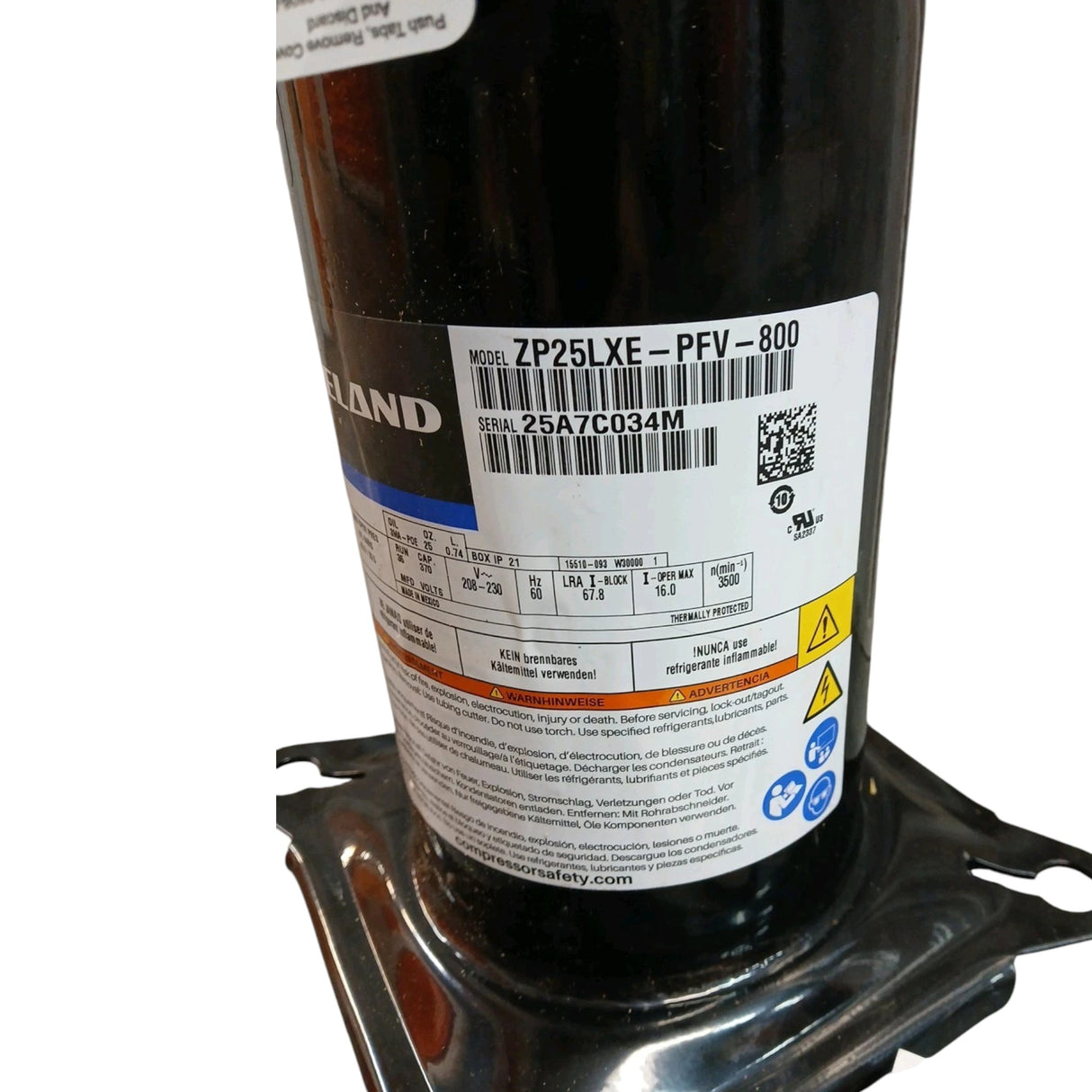 ZP25LXE-PFV-800 Genuine Copeland Scroll Compressor