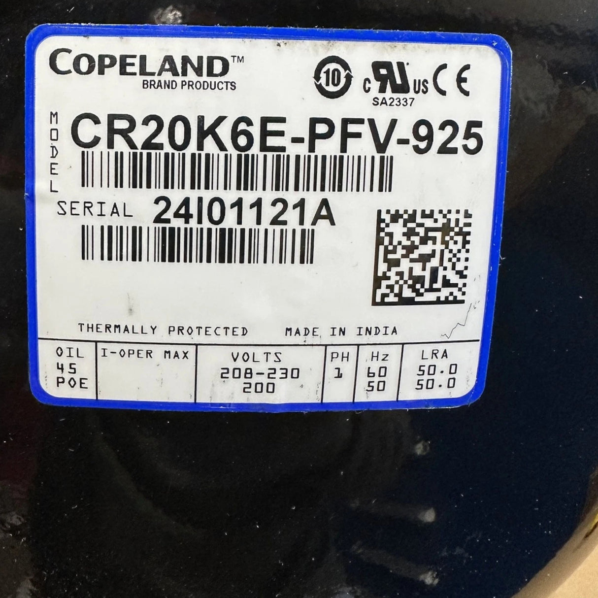 CR20K6EPFV925 Genuine Copeland Hermetic Scroll Compressor