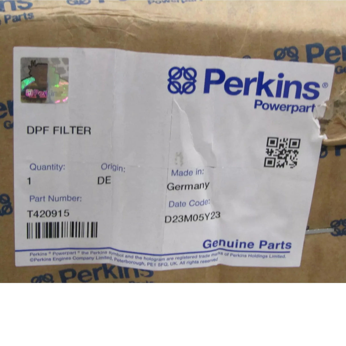 T420915 Genuine Perkins DPF Diesel Particulate Filter - Truck To Trailer