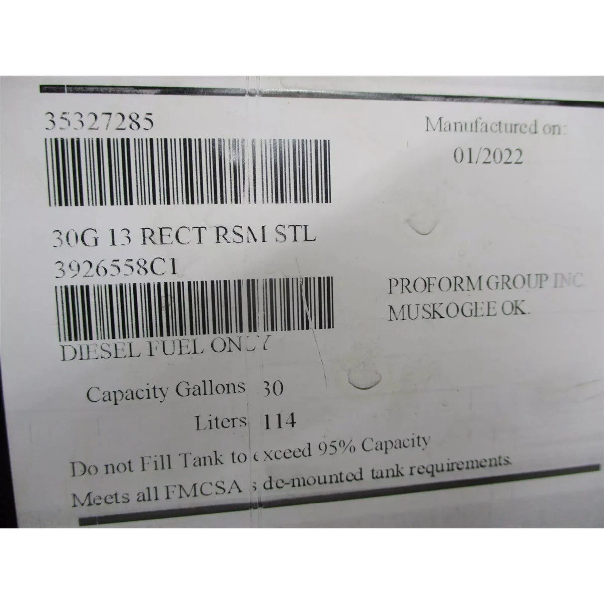 3926558C3 International Fuel Tank 30 Gallon LSM - Truck To Trailer