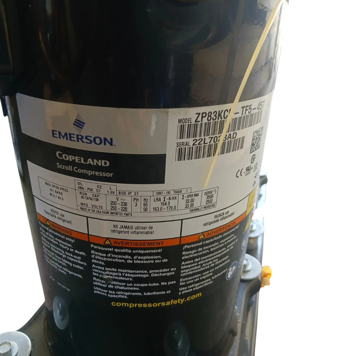 ZPT166KCE-TF5-250 Genuine Copeland Scroll Compressor