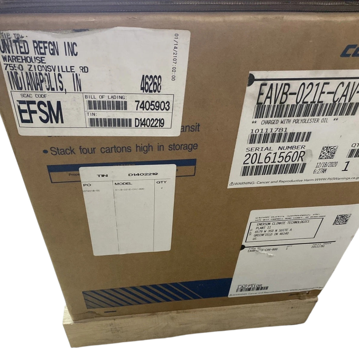 EAVB021ECAV800 Genuine Copeland Semi-Hermetic Compressor