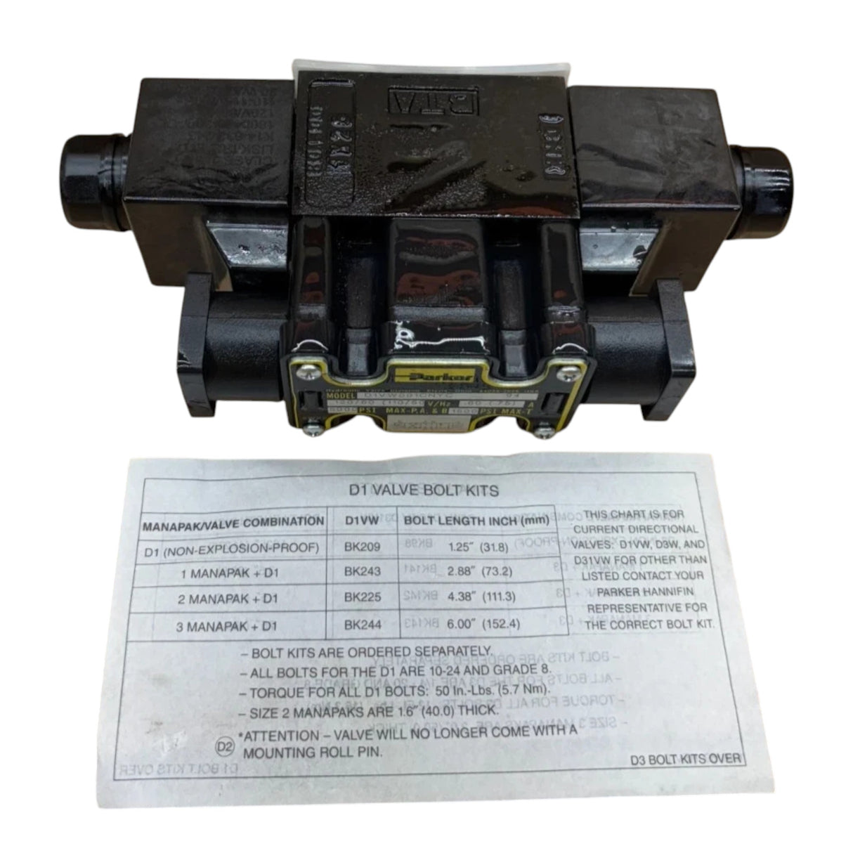 D1VW001CNYC Genuine Parker Valve Hydraulic Directional Control 120/60 - 110/50V