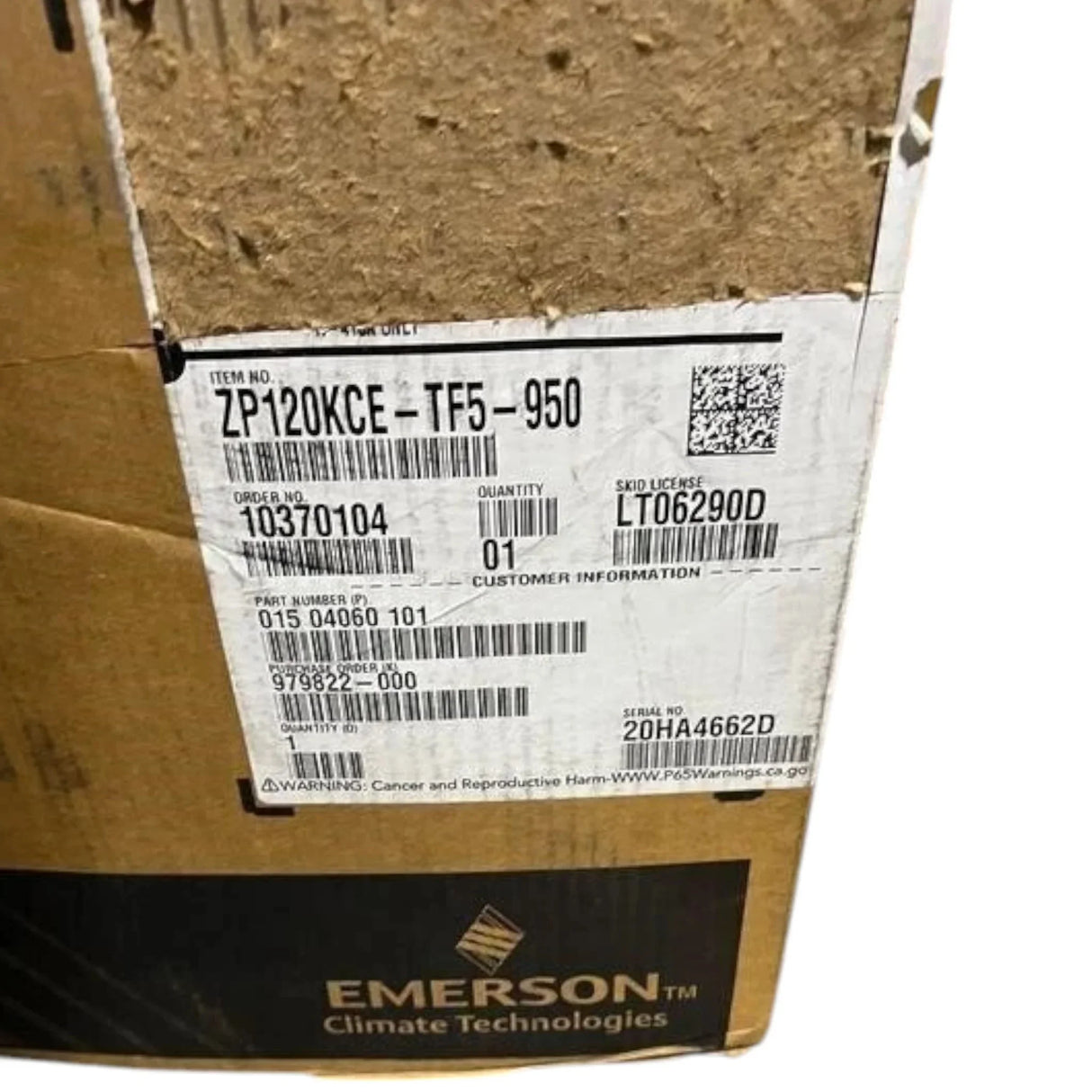 ZP120KCE-TF5-950 Genuine Copeland Scroll Compressor - Truck To Trailer