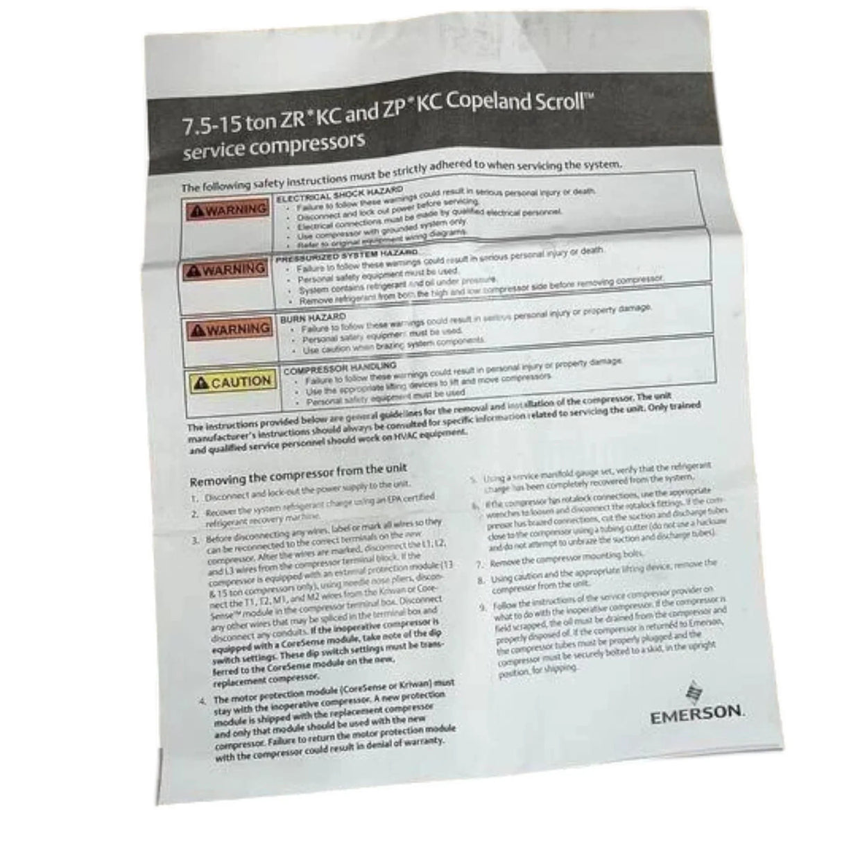 ZP120KCE-TF5-950 Genuine Copeland Scroll Compressor - Truck To Trailer