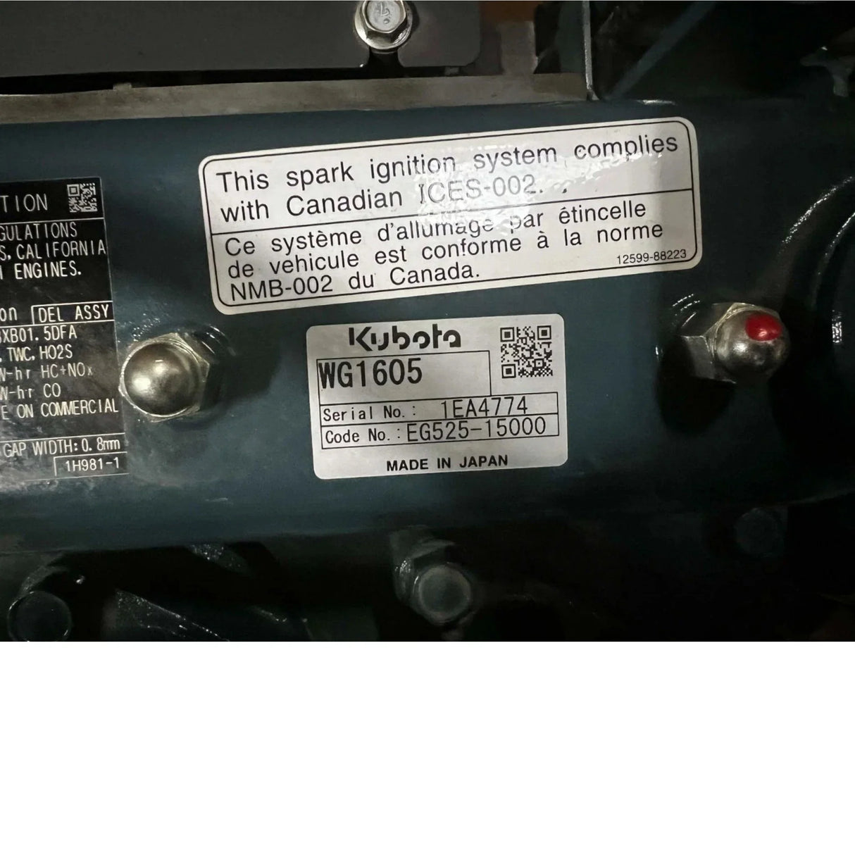 WG1605 Genuine Kubota Engine