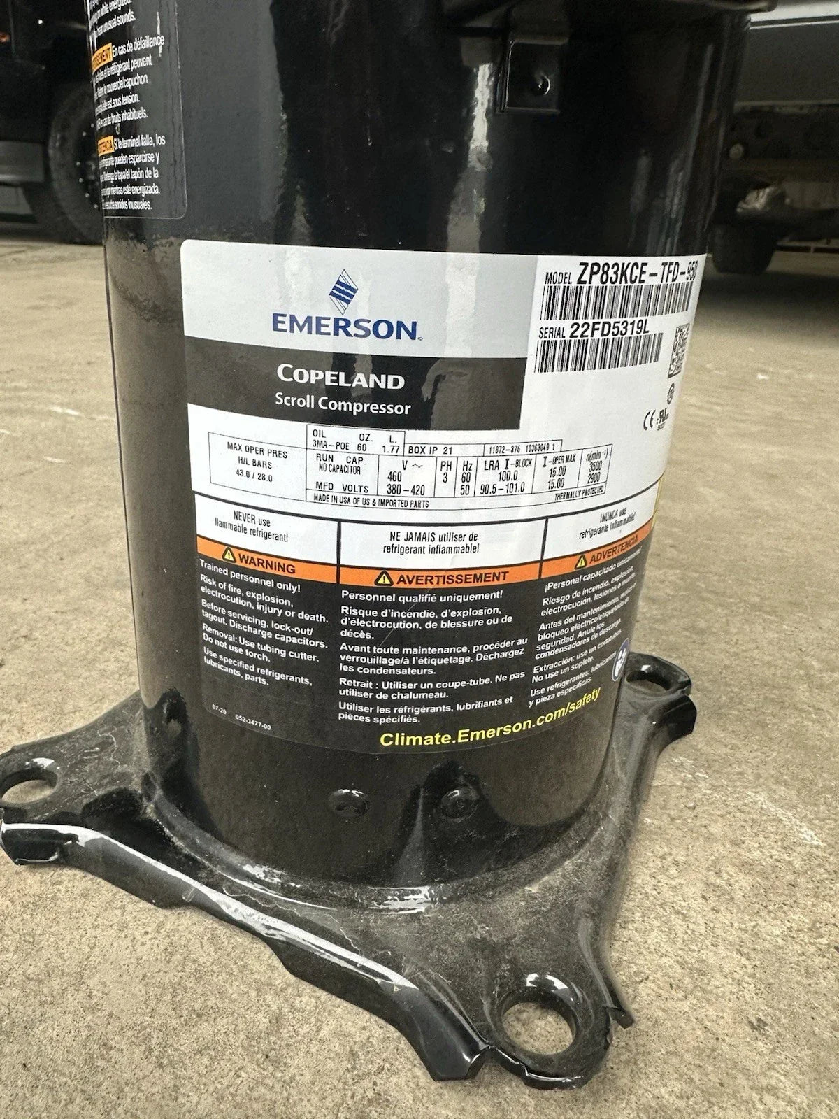 ZP83KCE-TFD-950 Copeland Scroll Compressor - Truck To Trailer