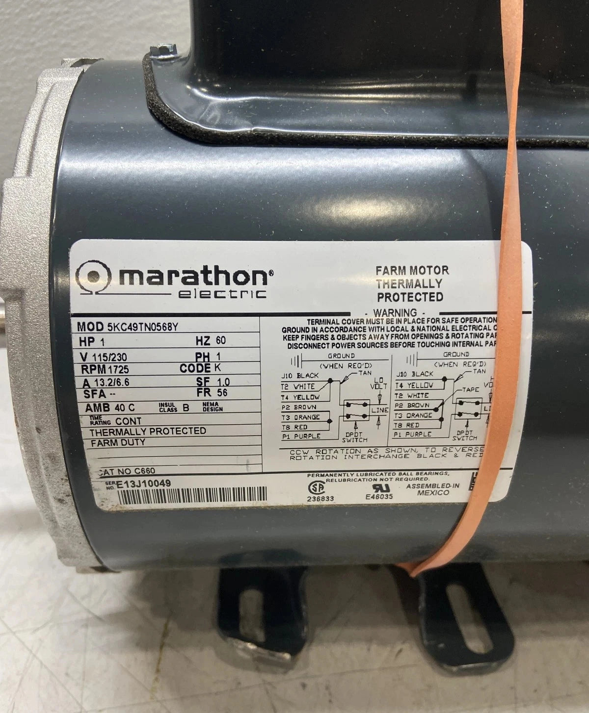 5KC49TN0568Y Genuine Marathon General Purpose Motor 115/230V