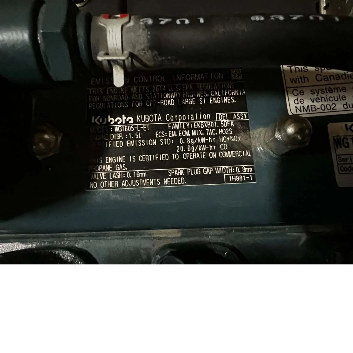 WG1605 Genuine Kubota Engine