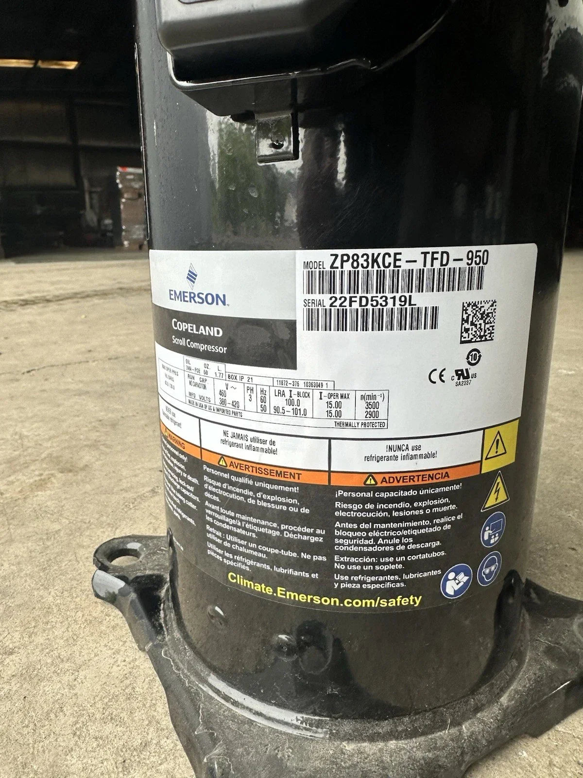 ZP83KCE-TFD-950 Copeland Scroll Compressor - Truck To Trailer