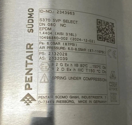 2343963 Pentair Sudmo Single Seat Over Flow Valve