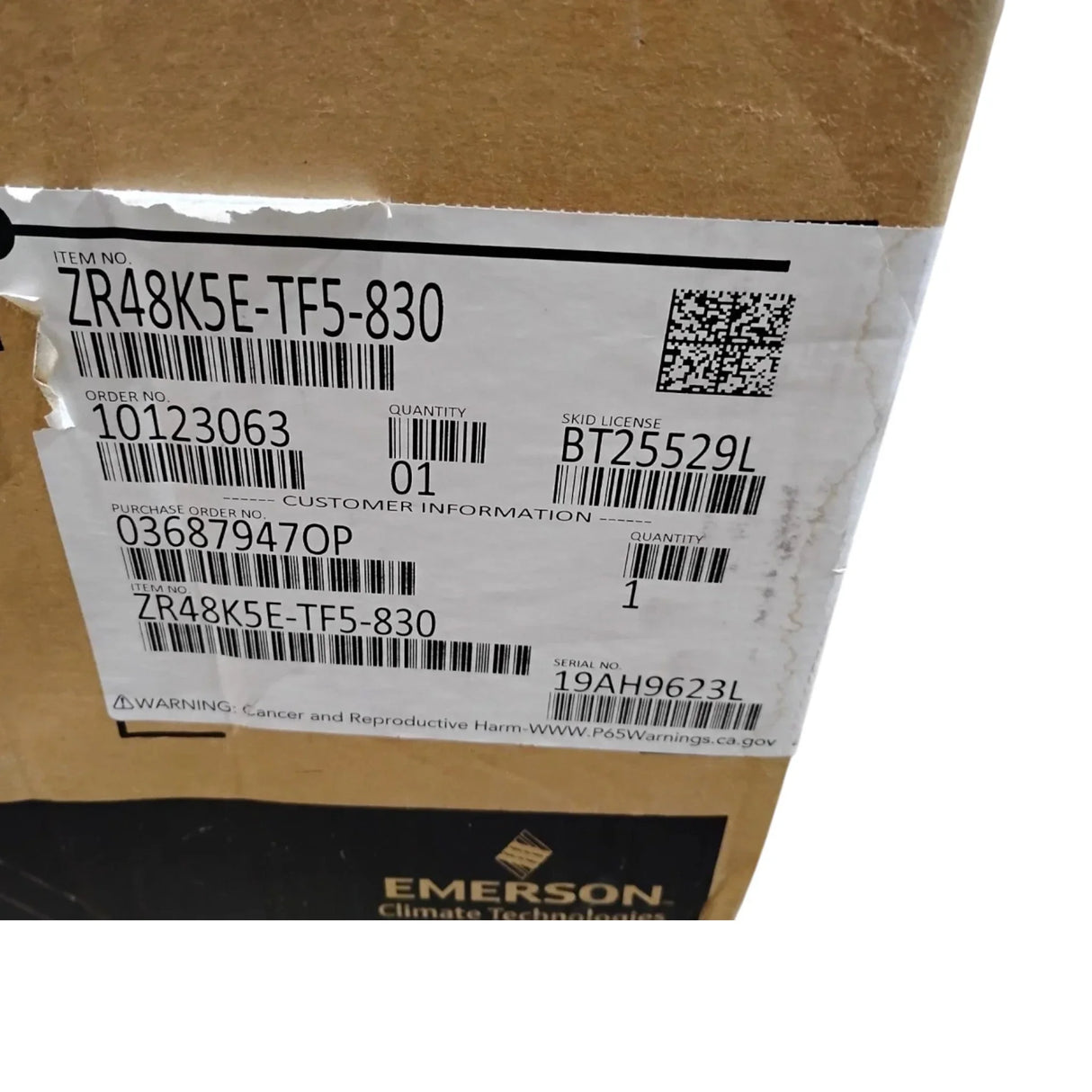 ZR48K5E-TF5-830 Genuine Copeland Scroll Compressor - Truck To Trailer