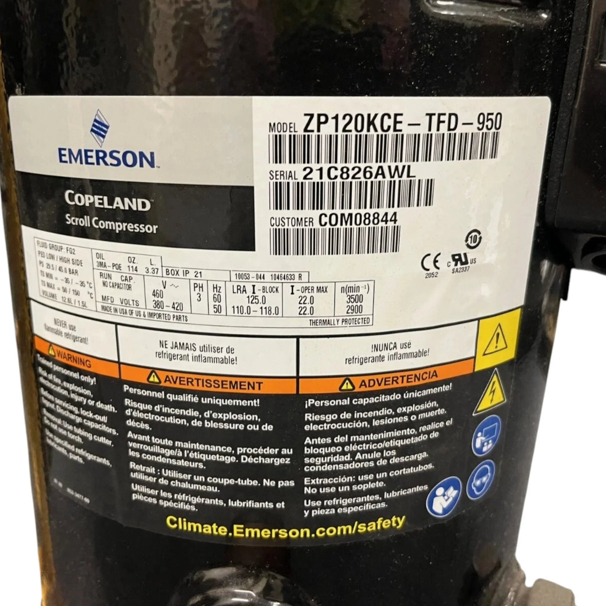 ZP120KCE-TFD-950 Copeland Scroll Compressor - Truck To Trailer