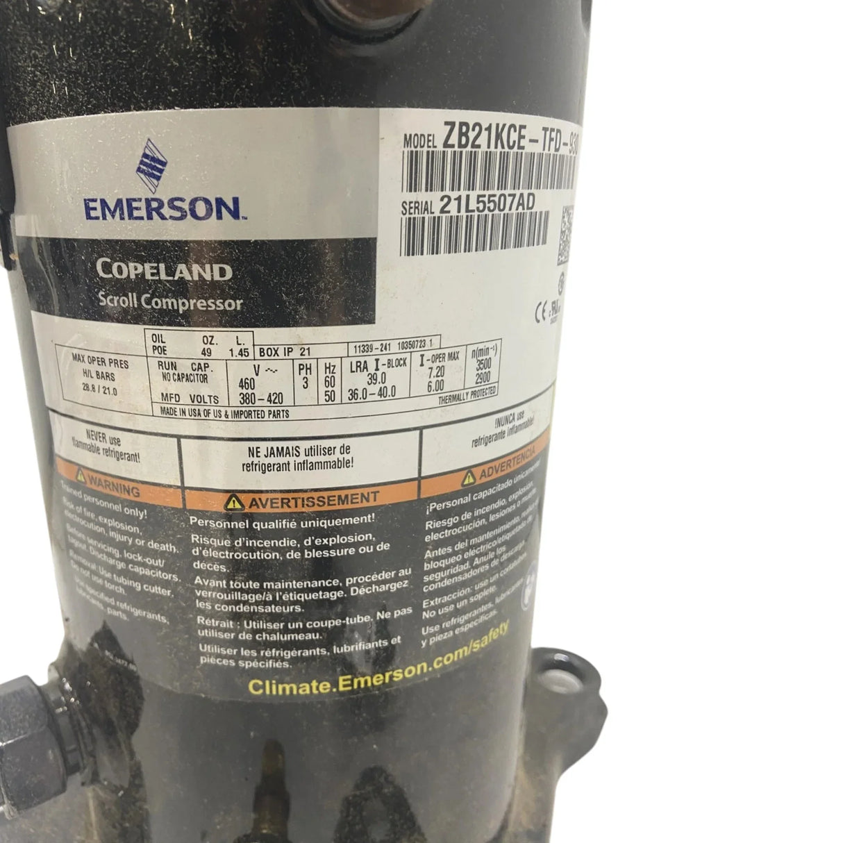 ZB21KCE-TFD-930 Genuine Copeland Scroll Compressor - Truck To Trailer