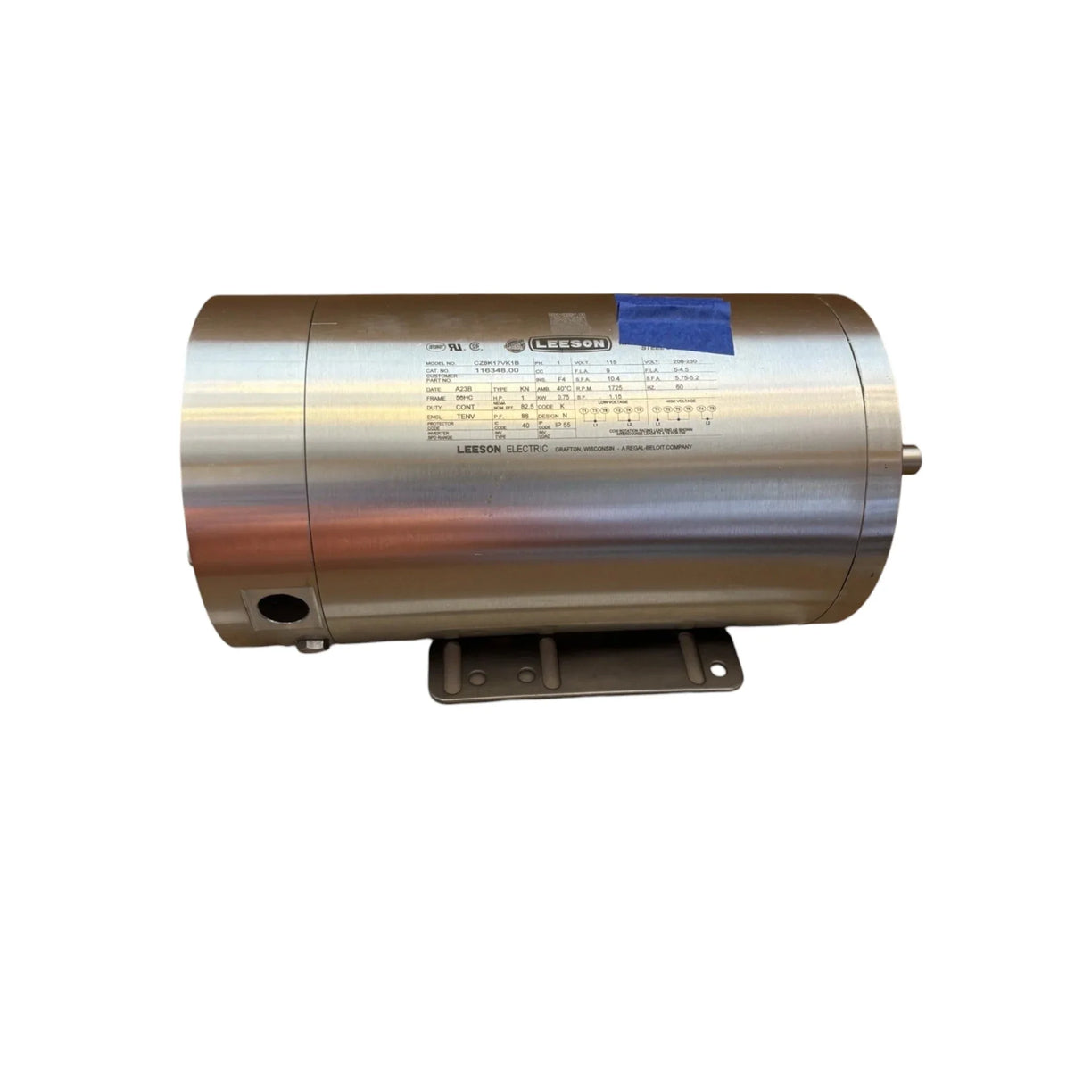 116348.00 Leeson Stainless Washdown Motor - Truck To Trailer