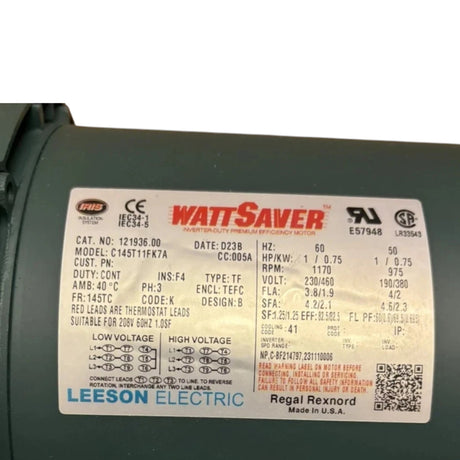 121936.00 Genuine Leeson Genaral Purpose Motor 230/460V