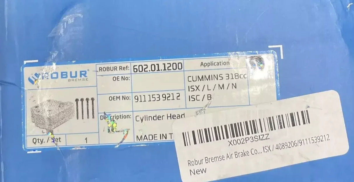 602.01.1200 Robur Cylinder Head For Air Compressor - Truck To Trailer