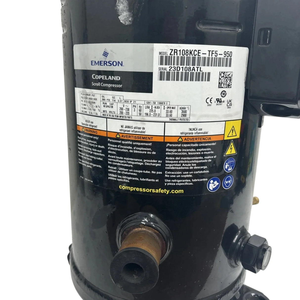 ZR108KCE-TF5-950 Copeland Scroll Compressor - Truck To Trailer