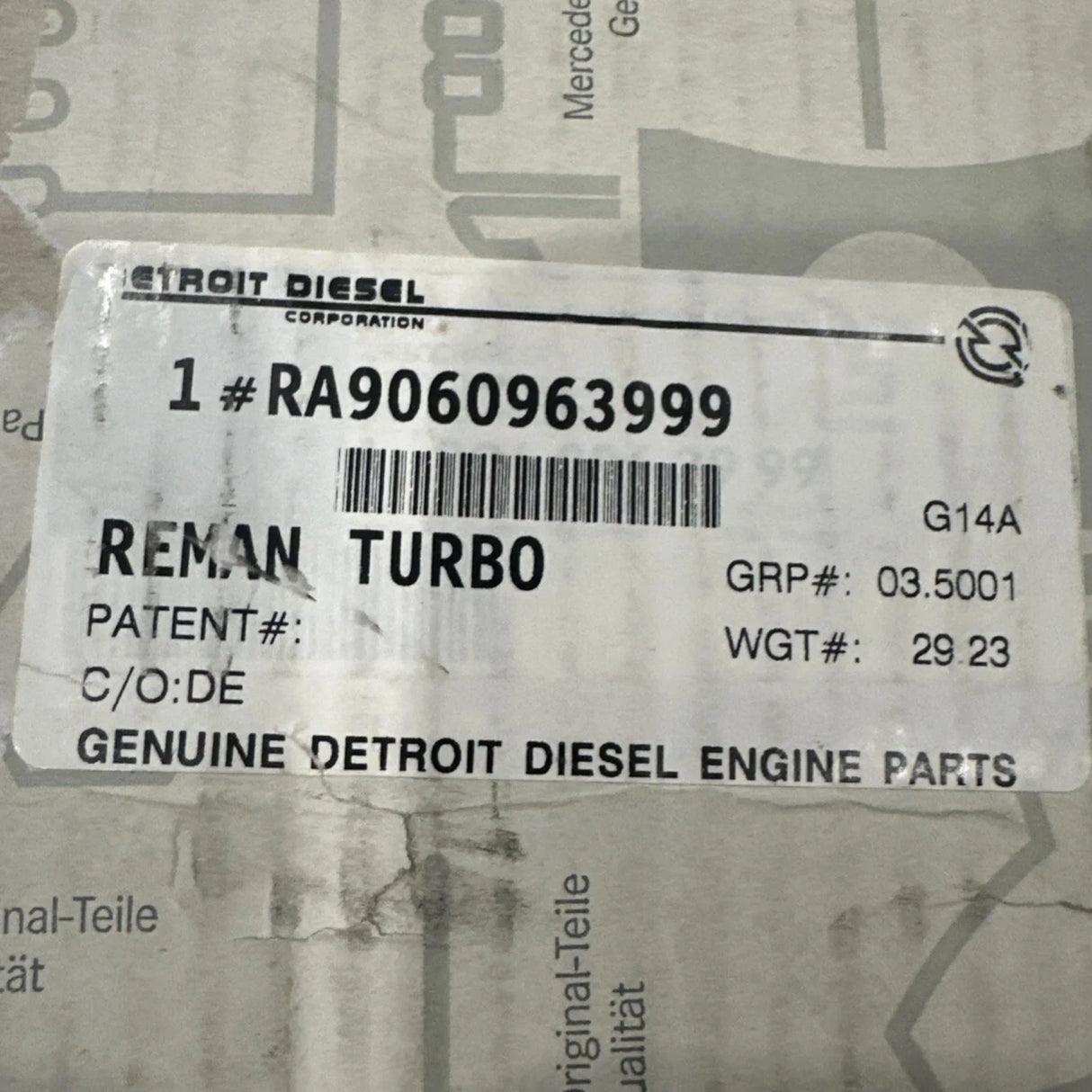 RA9060963999 Genuine Detroit Diesel Turbocharger - Truck To Trailer