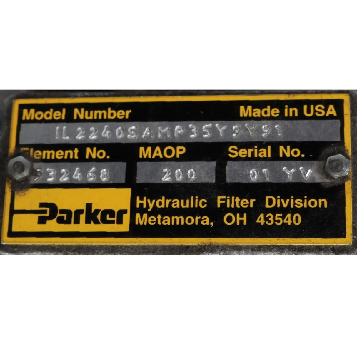 IL2240SAMP35Y9Y91 Parker Low Pressure Hydraulic Filter - Truck To Trailer