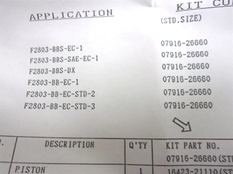 07916-26662 Kubota Piston And Ring Kit - Truck To Trailer