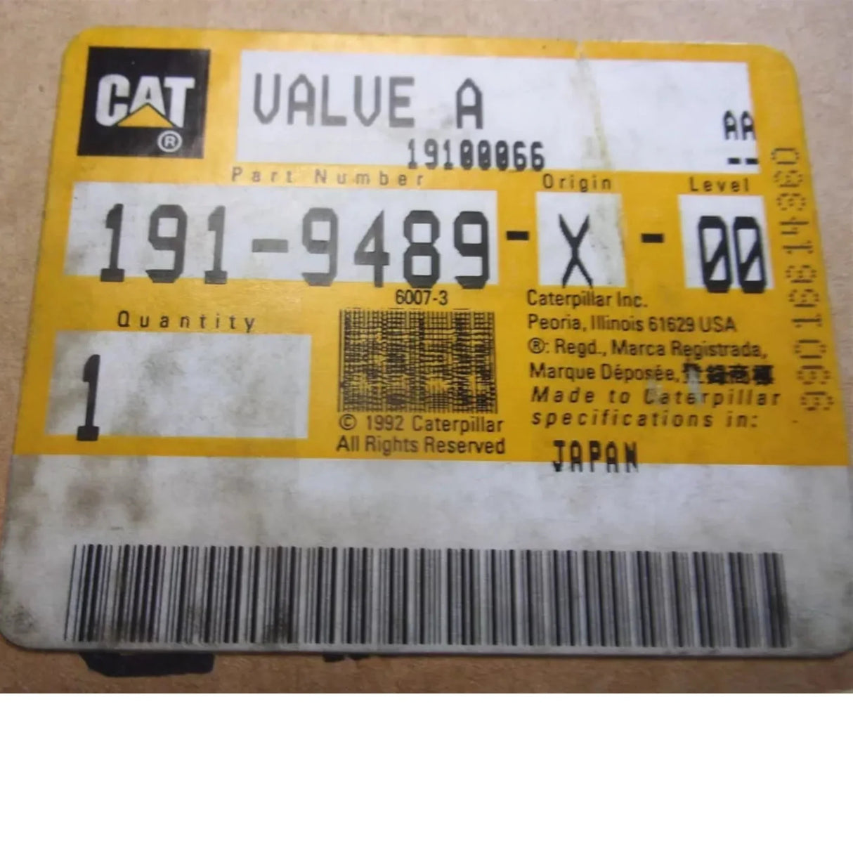 191-9489 Caterpillar Control Valve 303.5 Mini Excavator - Truck To Trailer