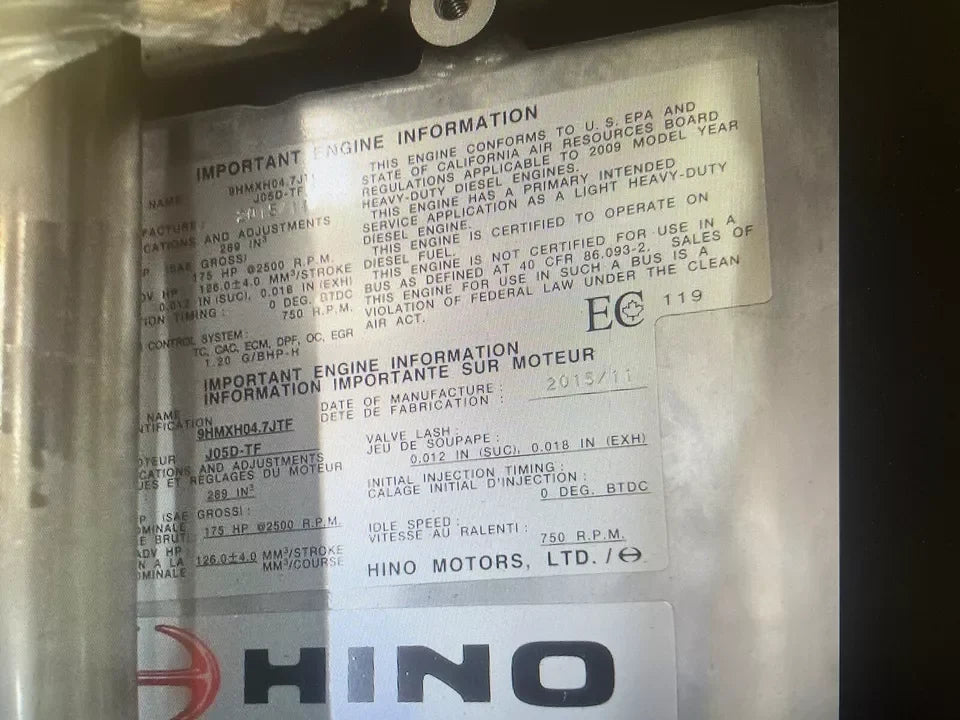 16000EV770 Hino Engine Assy J05DTF16323 - Truck To Trailer