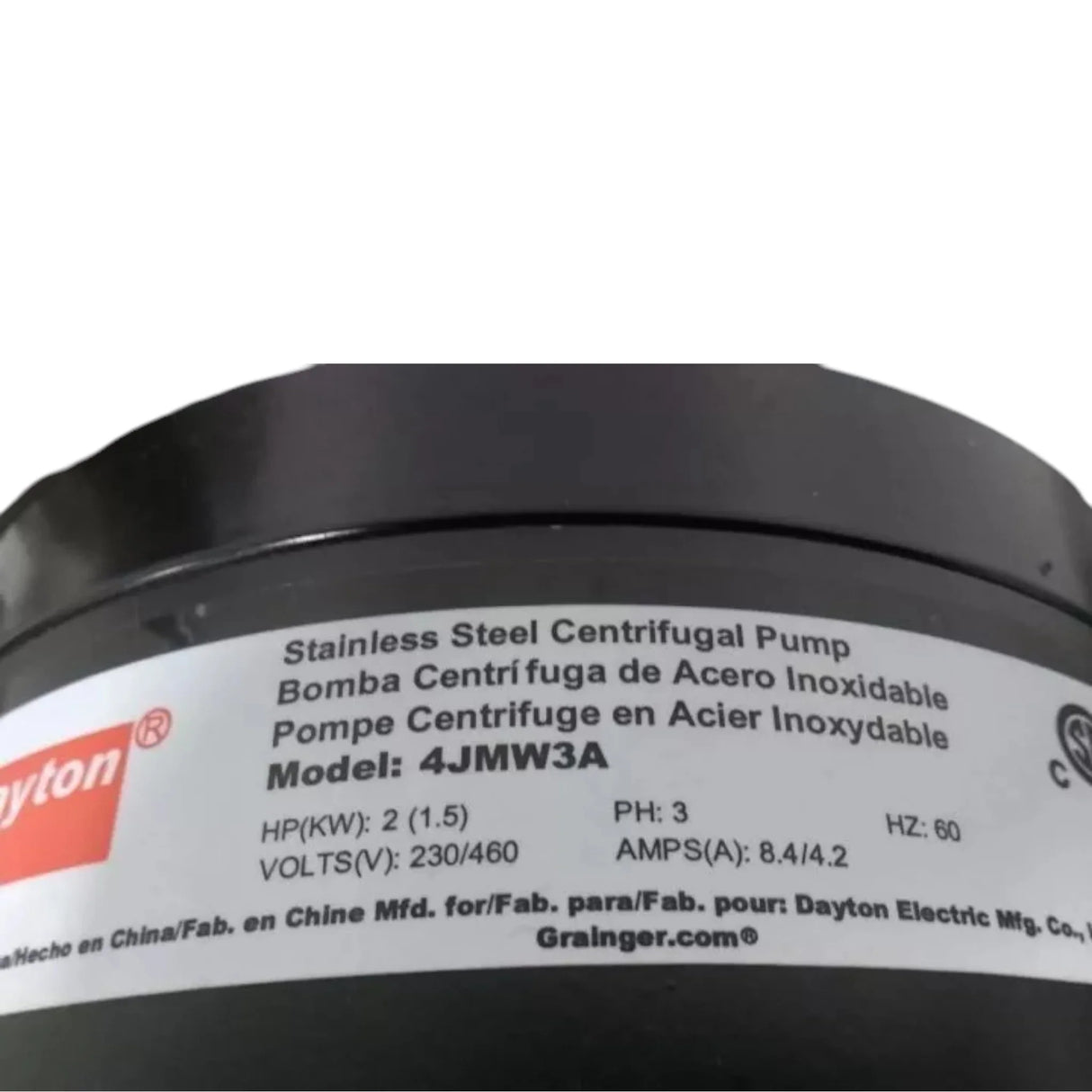 4JMW3 Dayton Head Centrifugal Pump 2 HP 3450 RPM 230/460VAC 68 Ft Max - Truck To Trailer