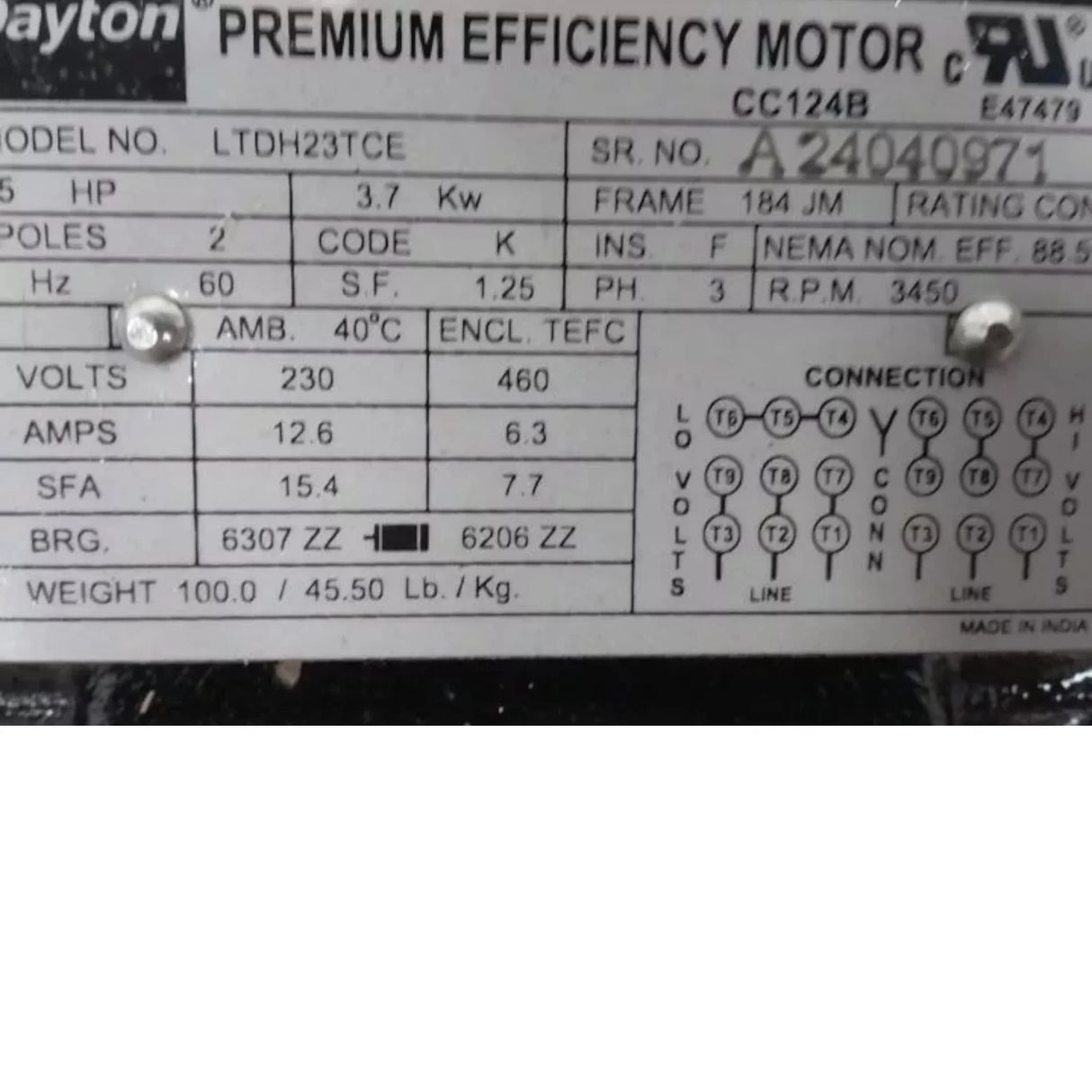 55JJ47 Dayton Head Centrifugal Pump 5 HP 208-240/480VAC 100 Ft Max - Truck To Trailer