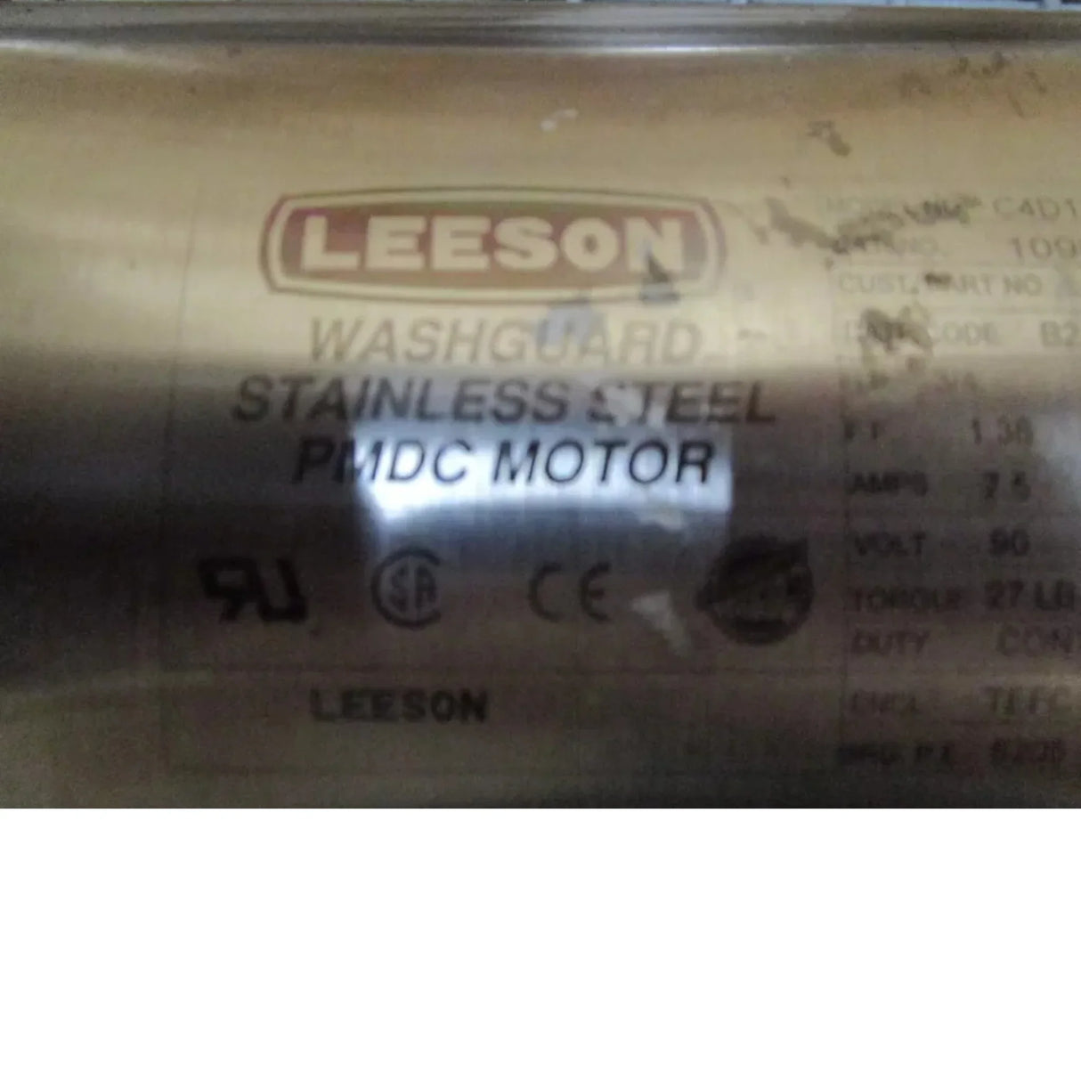 C4D17WK13A Leeson Stainless Washguard Motor 3/4 HP 1750 RPM DC Phase 90 - Truck To Trailer