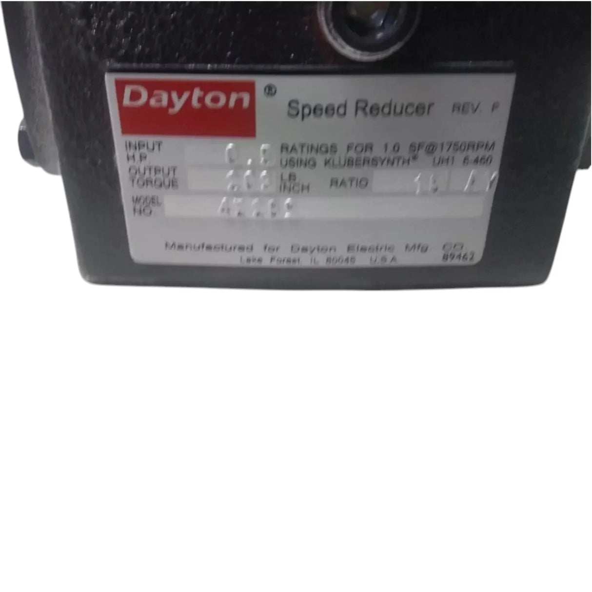 4Z289 Dayton Max Output RPM Direct Drive Speed Reducer - Truck To Trailer