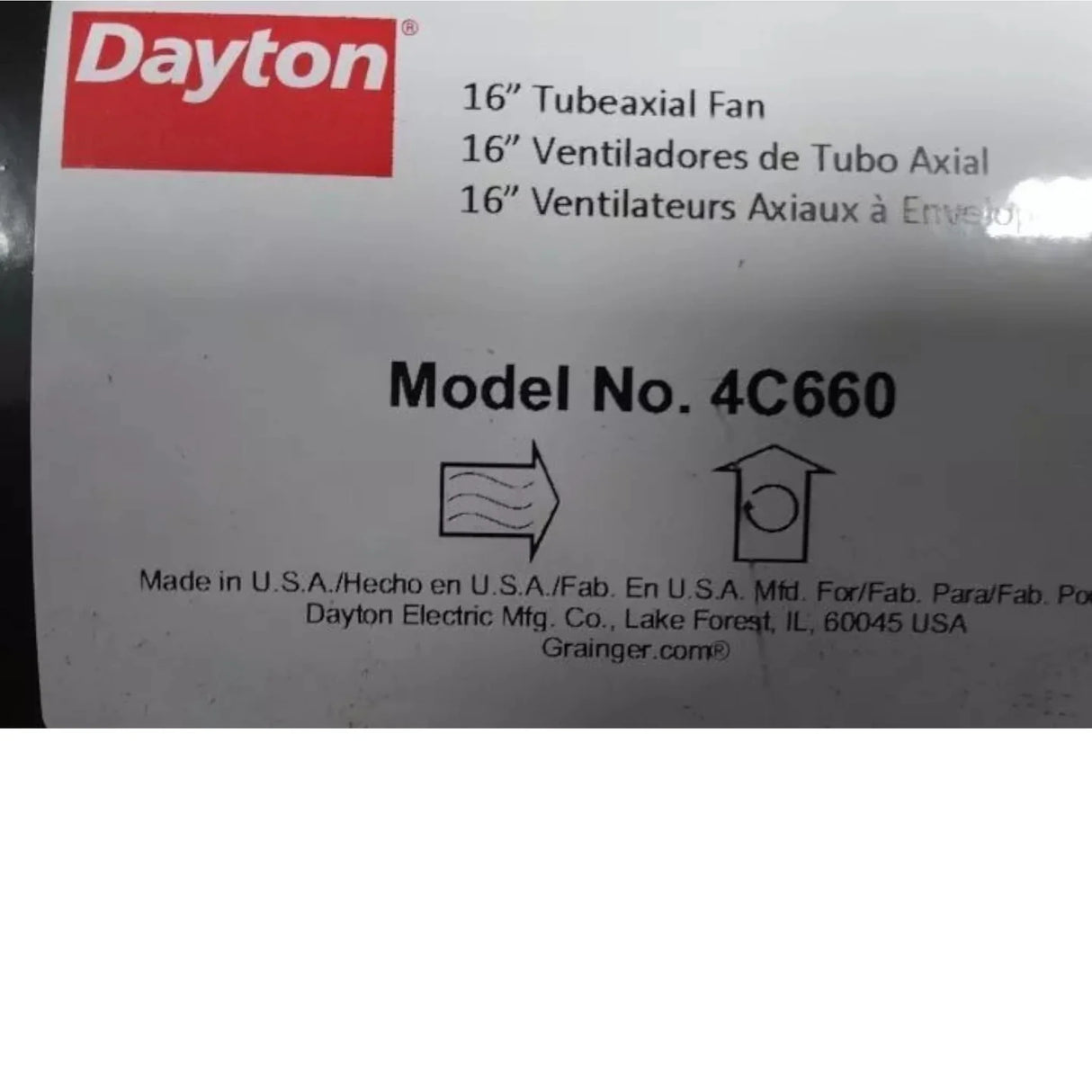 4C660 Dayton Belt-Drive Steel Tubeaxial Fan w/out Motor - Truck To Trailer