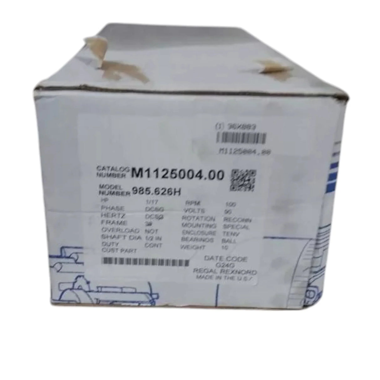 M1125004.00 Leeson Max Torque Gearmotor 3/50 Input HP 100 RPM 90VDC 36 In-Lb - Truck To Trailer
