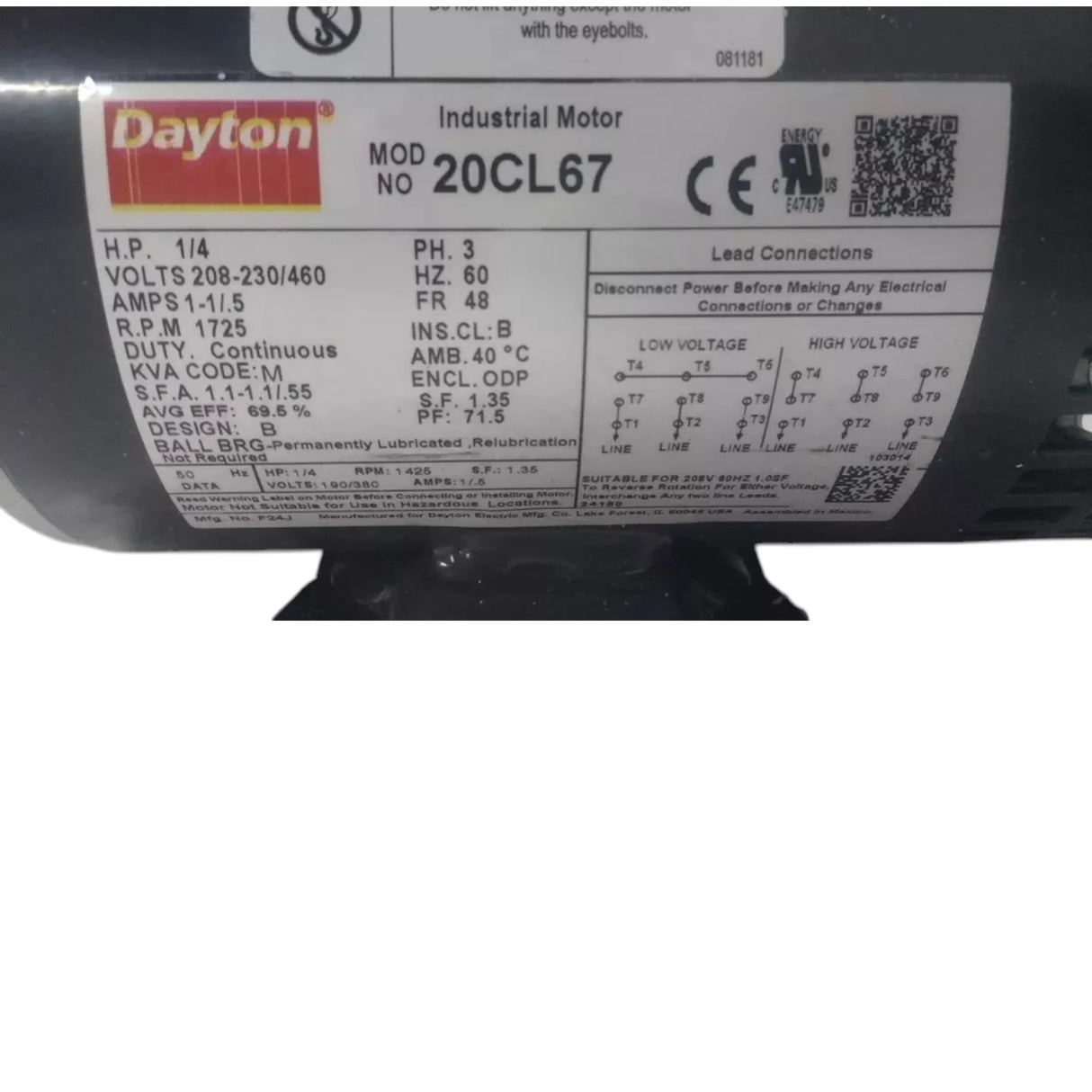 103817.00 Dayton General Purpose Motor - Truck To Trailer