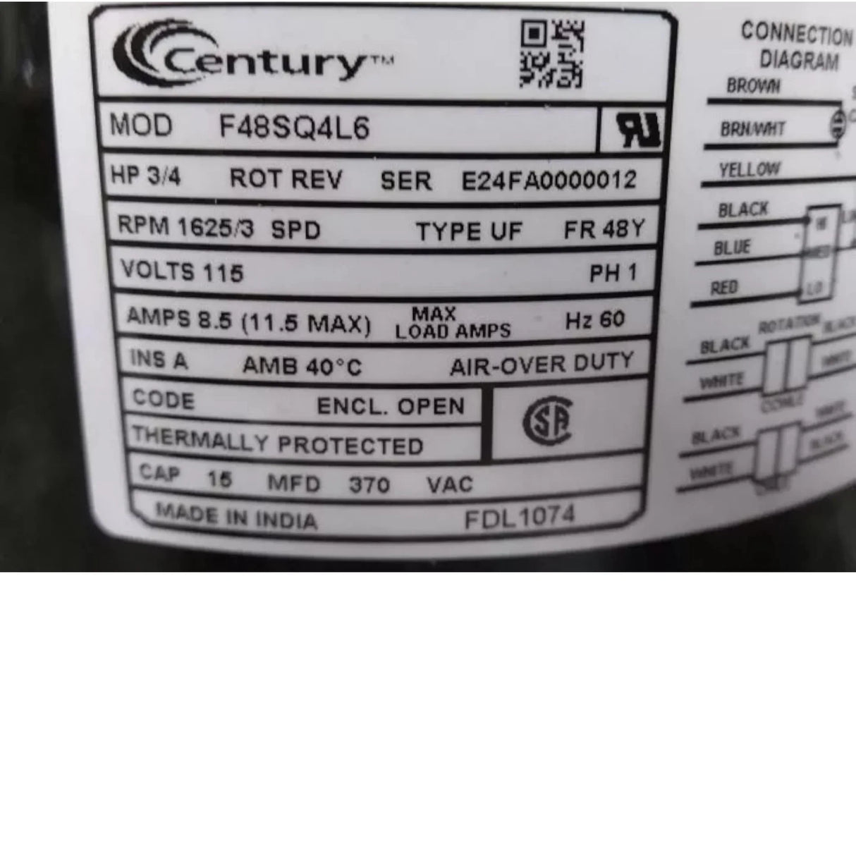 FDL1074 Century Direct Drive Blower Motor - Truck To Trailer