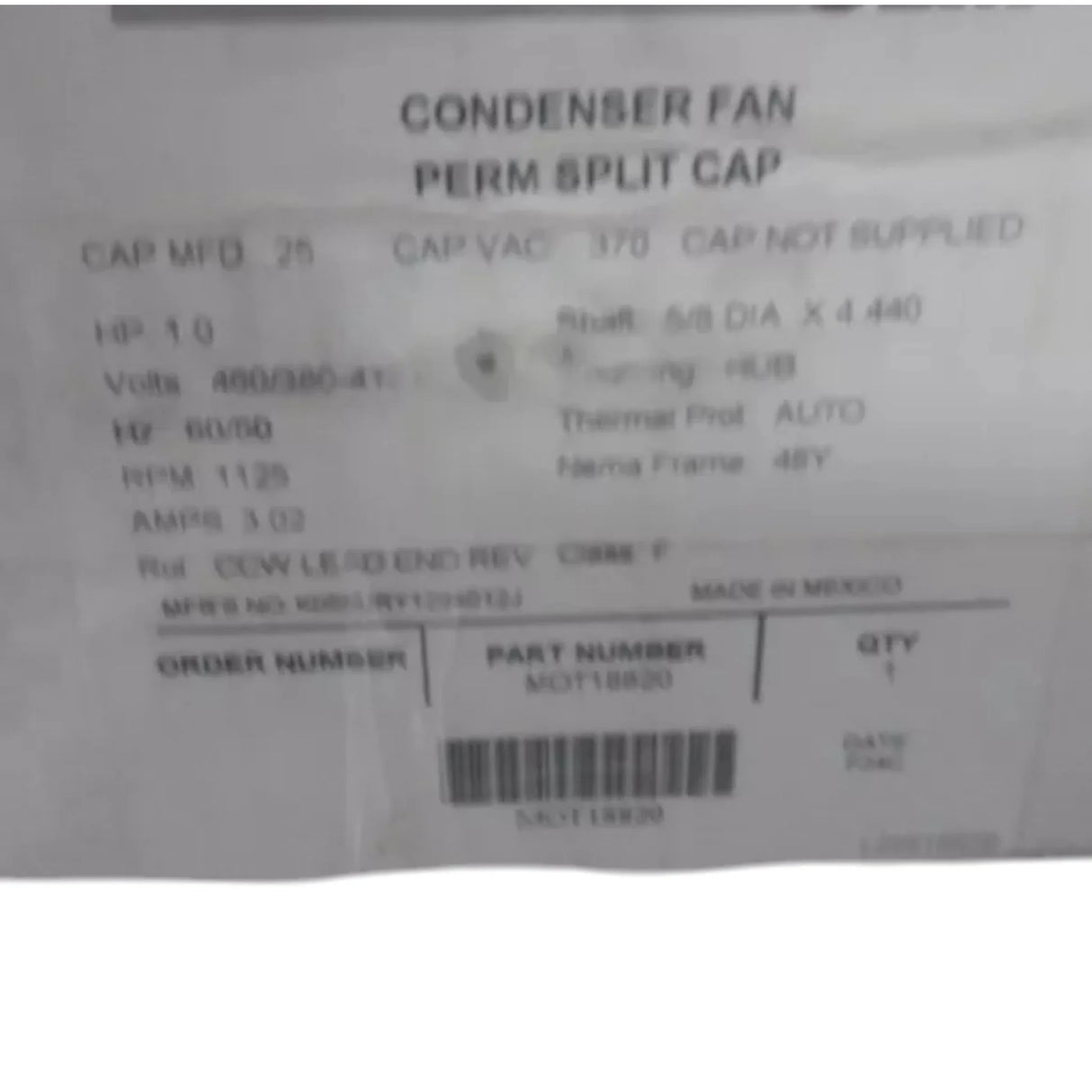MOT18820 Trane Condenser Fan Replacement Motor - Truck To Trailer