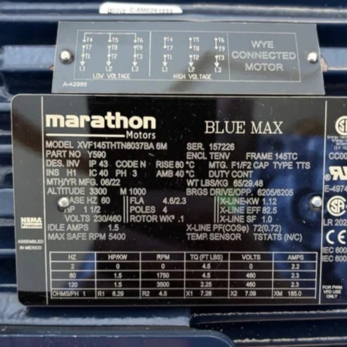 145THTN8037 Genuine Marathon Encoder Motor 230/460V