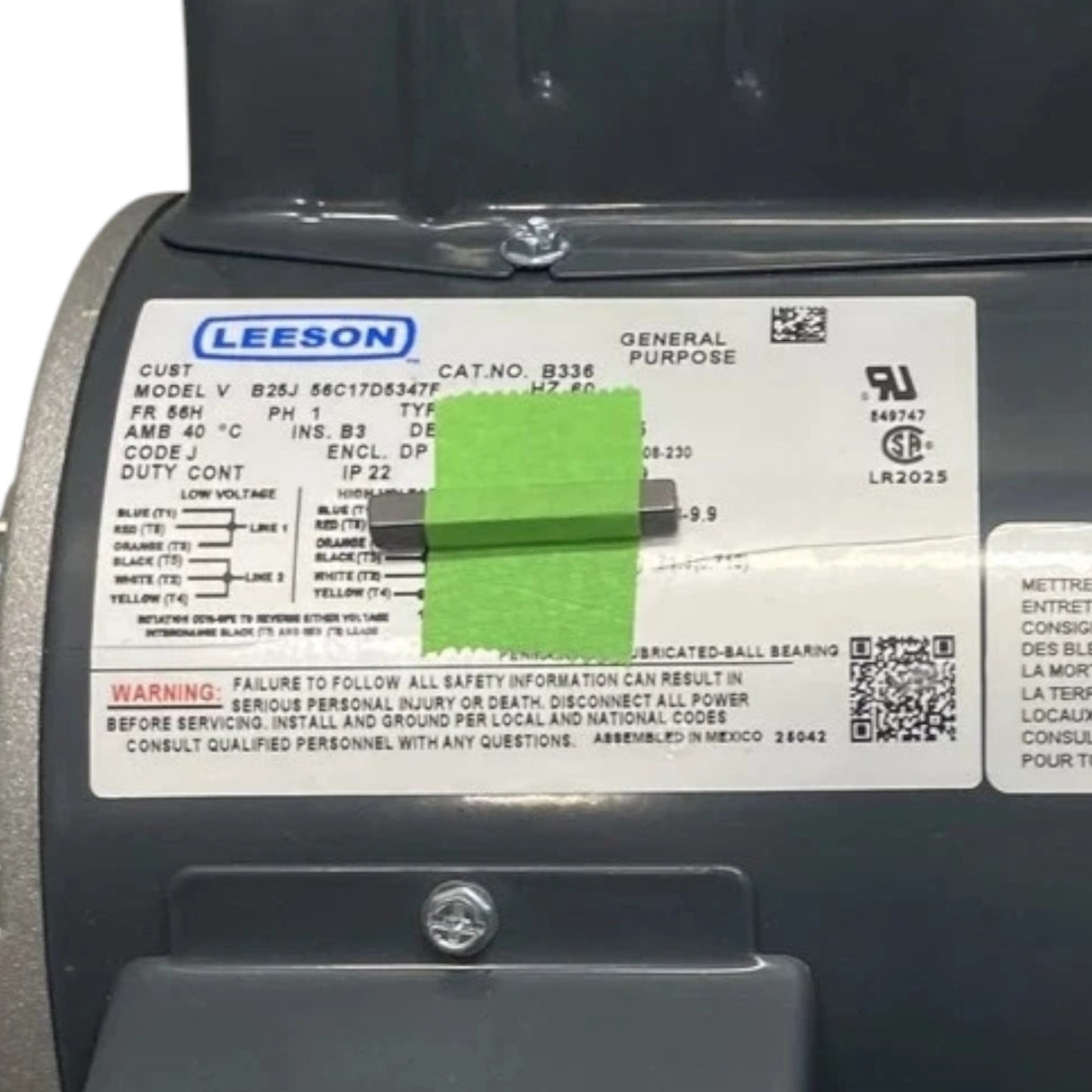 56C17D5347F Genuine Leeson General Purpose Motor 115/208-230V